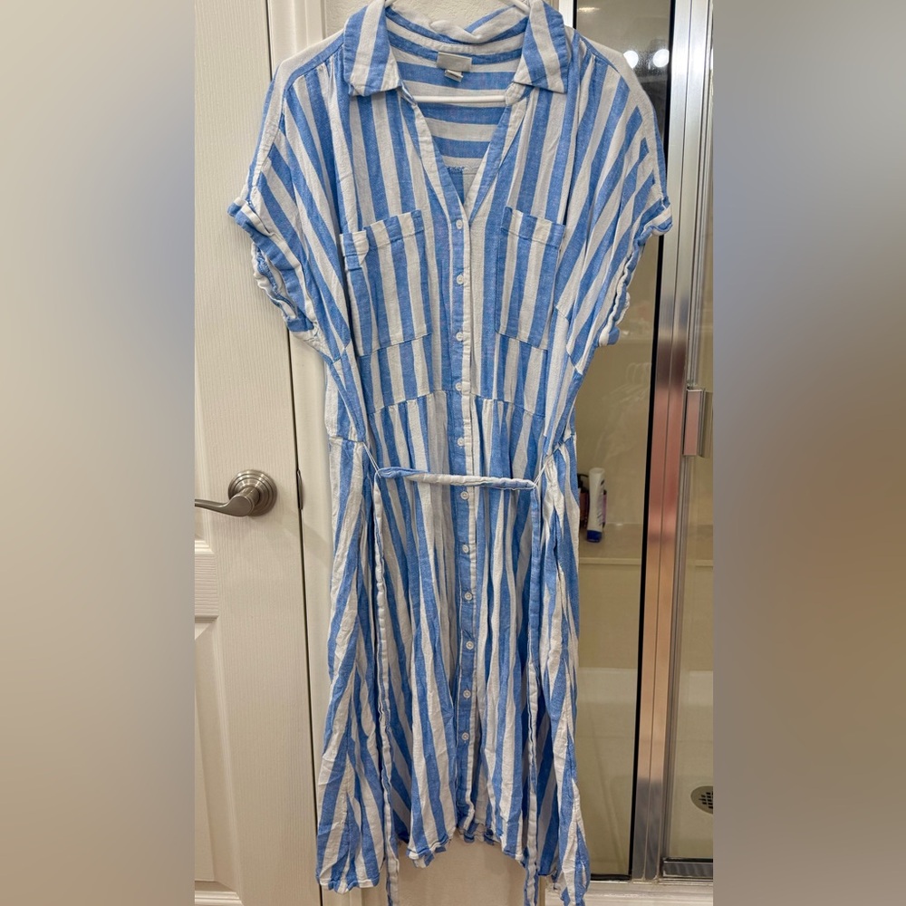 Avia Blue and White Striped Casual Dress